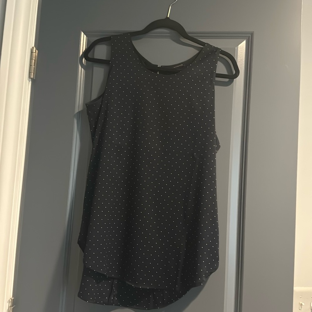 Ann Taylor Navy Blue and White Polka Dot Sleeveless Top, Size Small